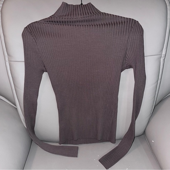 Zara Cutout Turtleneck Ribbed Long-sleeve Sweater Knit Top - Picture 2 of 5